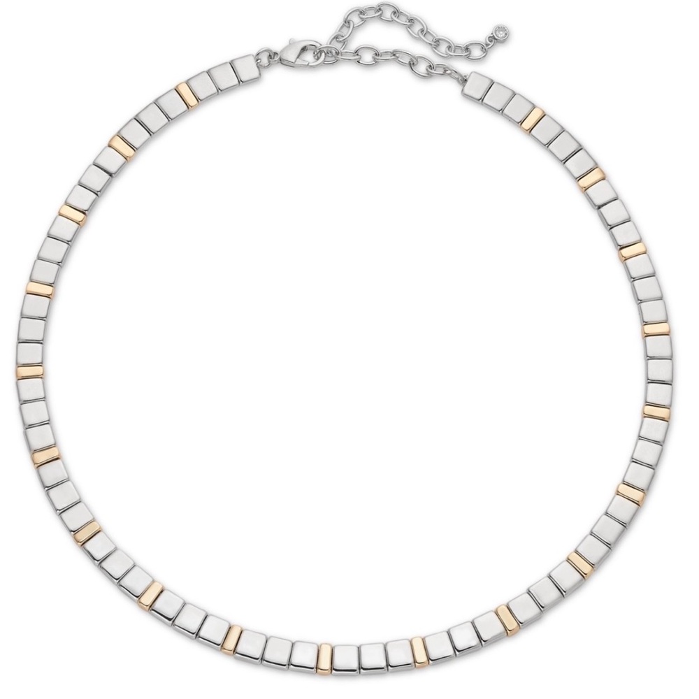 On 34th
Two-Tone Square Beaded Collar Necklace, 16" + 3" extender